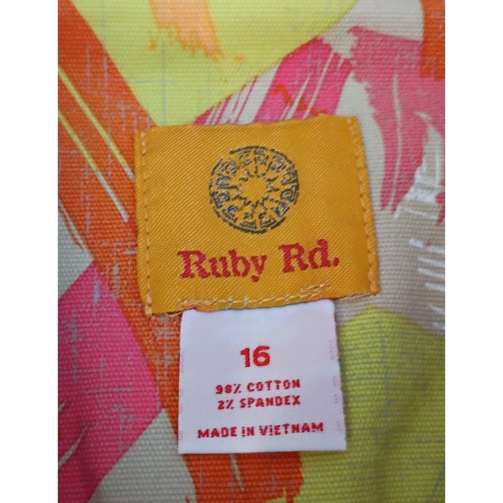 Ruby Rd Women Jacket Sz 16 Neon Abstract Print Button Front Pockets Bead Blazer - Picture 6 of 12
